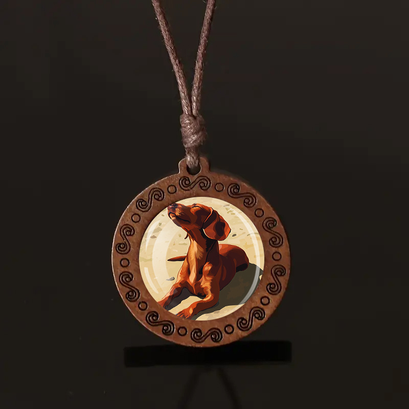 Vintage Bohemian Necklace with Natural Wood Pendant